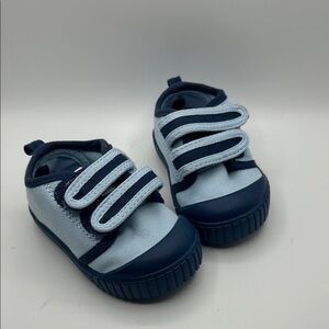Wanderlust Light Blue and Navy Kids' Double-Strap Sneakers